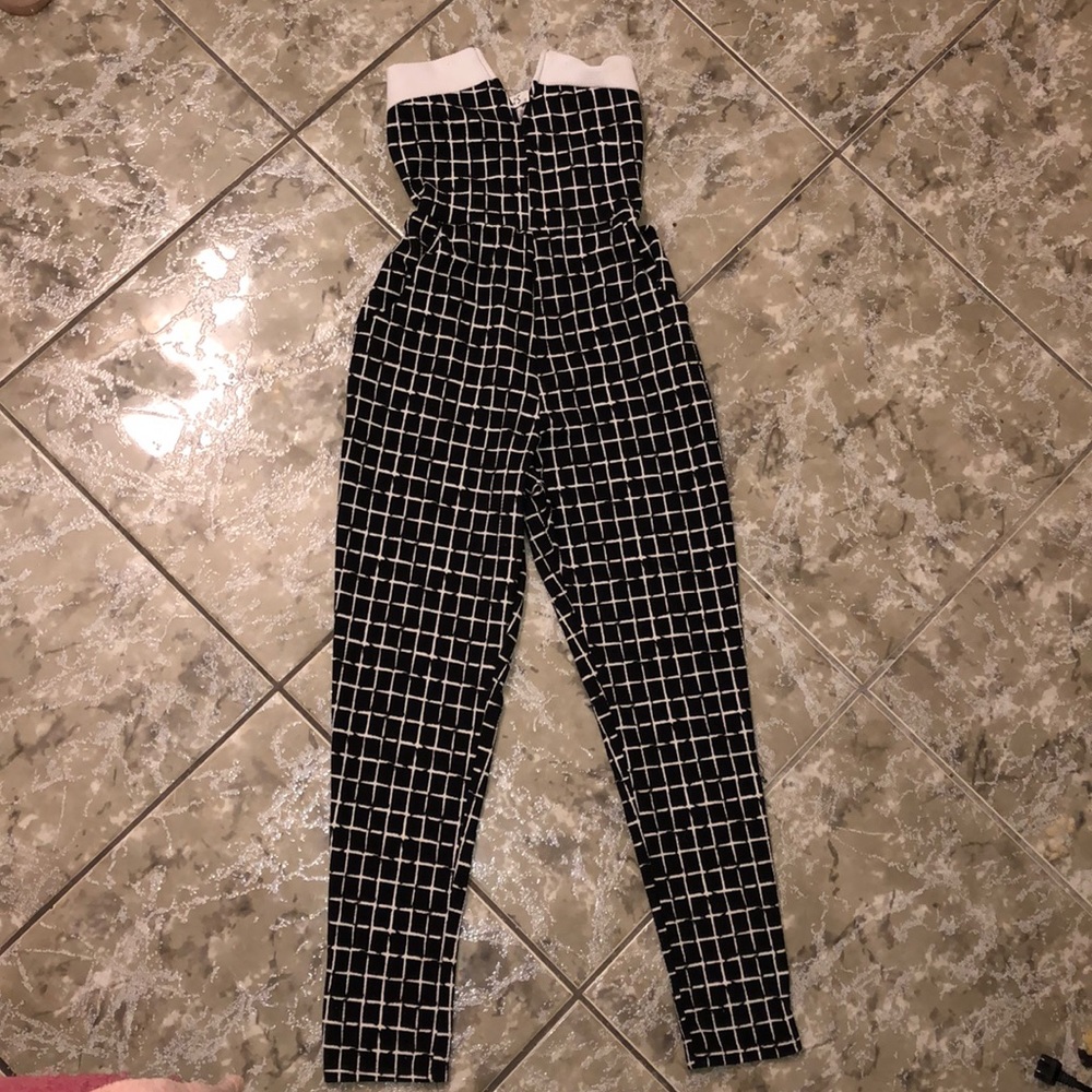 Black & White strapless jumpsuit romper NWOT